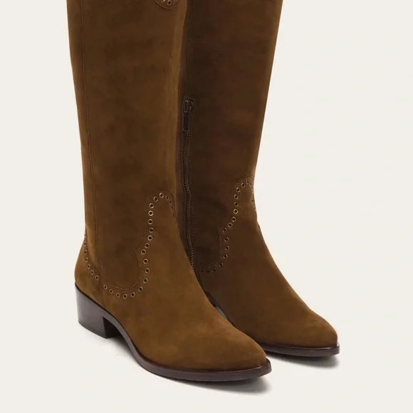 FRYE RAY GROMMET SUEDE LEATHER TALL BOOTS NWT SZ 6.5